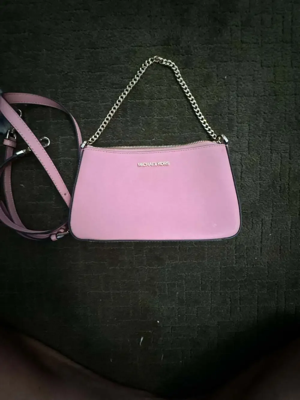 Michael Kors Jet Set Medium Saffiano Leather Pochette Crossbody Bag Soft Pink